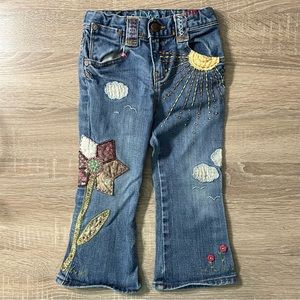 Baby Gap Denim Floral Embroidered Jeans